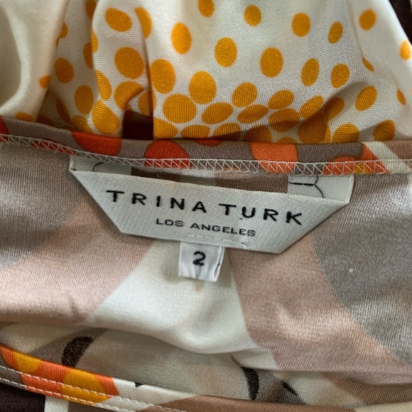 Trina Turk 100% Silk Dress Retro Tie Waist Sz 2 USA cocktail - Picture 2 of 12